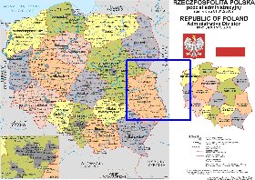 Administratives carte de Pologne en langue polonaise