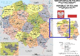 Administrativa mapa de Polonia em polones