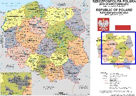 Administrativa mapa de Polonia em polones