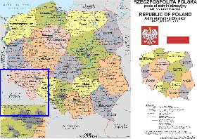 Administrativa mapa de Polonia em polones