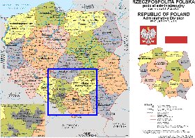 Administrativa mapa de Polonia em polones