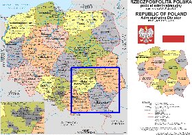 Administrativa mapa de Polonia em polones