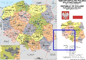 Administrativa mapa de Polonia em polones