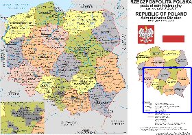 Administrativa mapa de Polonia em polones