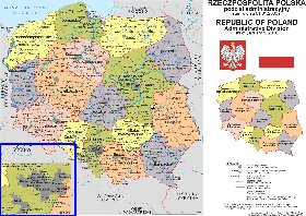 Administrativa mapa de Polonia em polones