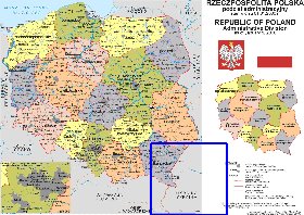 Administrativa mapa de Polonia em polones