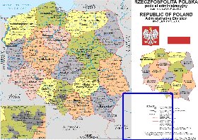 Administrativa mapa de Polonia em polones