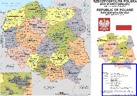 Administrativa mapa de Polonia em polones