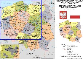 Administrativa mapa de Polonia em polones