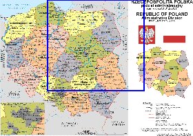 Administrativa mapa de Polonia em polones