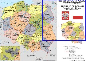 Administrativa mapa de Polonia em polones