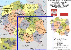 Administratives carte de Pologne en langue polonaise