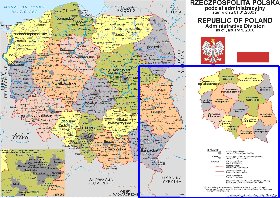 Administrativa mapa de Polonia em polones