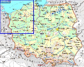 carte de des routes Pologne en langue polonaise