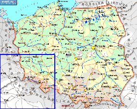 carte de des routes Pologne en langue polonaise