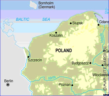 Fisica mapa de Polonia em ingles