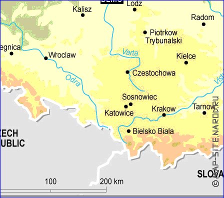 Fisica mapa de Polonia em ingles