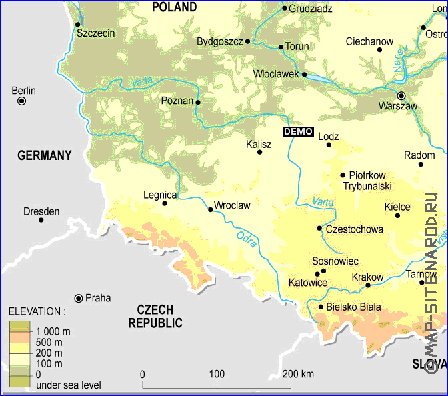 Fisica mapa de Polonia em ingles