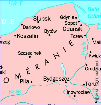 mapa de Polonia em frances