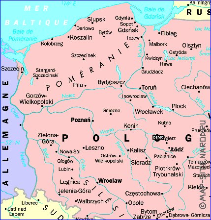 mapa de Polonia em frances