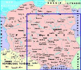 mapa de Polonia em frances