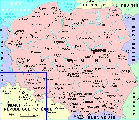 mapa de Polonia em frances