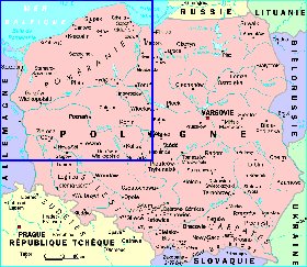 mapa de Polonia em frances