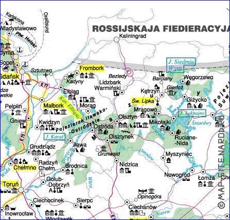 mapa de Polonia em polones