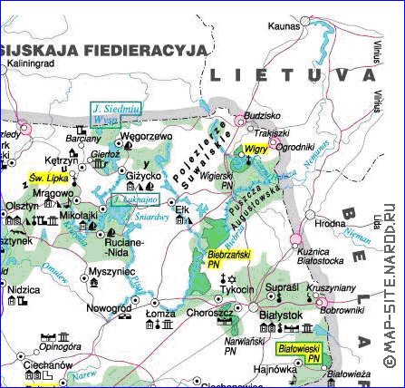 mapa de Polonia em polones