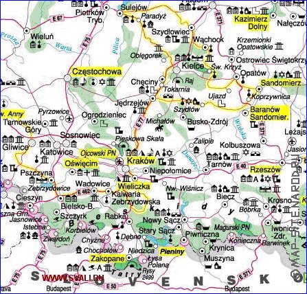 mapa de Polonia em polones