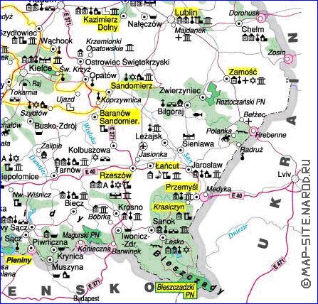 mapa de Polonia em polones