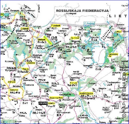 mapa de Polonia em polones