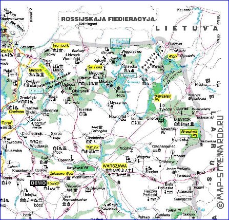 mapa de Polonia em polones