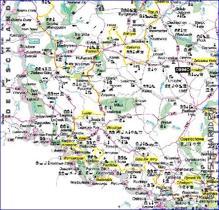 mapa de Polonia em polones