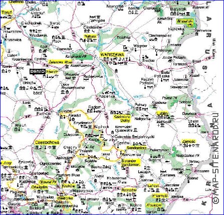 mapa de Polonia em polones