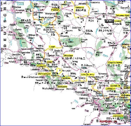 mapa de Polonia em polones