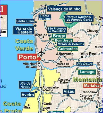mapa de Portugal em frances