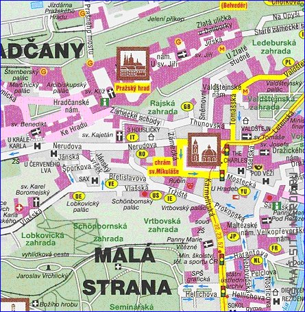 carte de Prague dans la langue tcheque