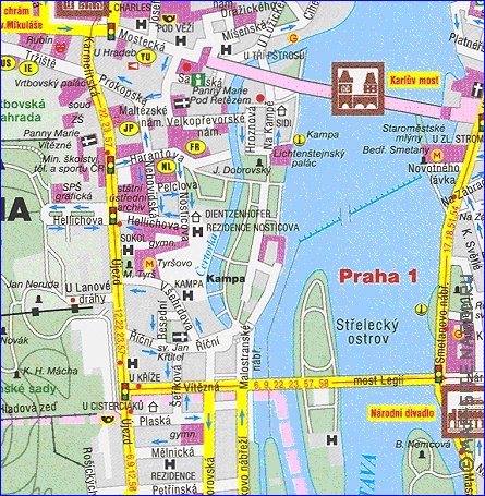 carte de Prague dans la langue tcheque