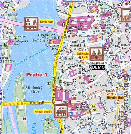 carte de Prague dans la langue tcheque