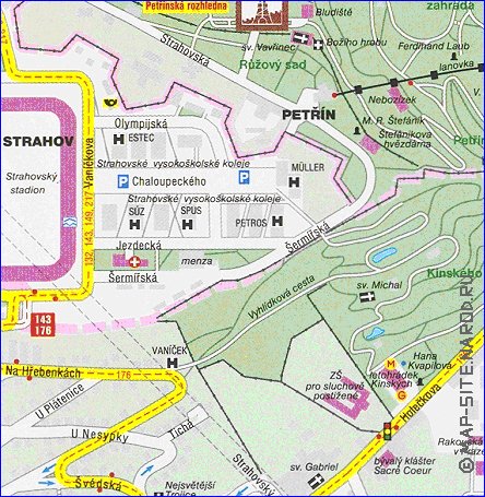 carte de Prague dans la langue tcheque