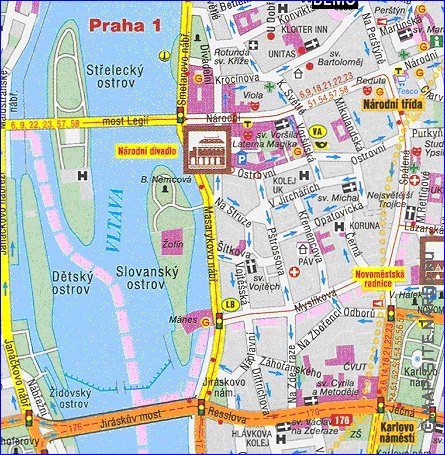 carte de Prague dans la langue tcheque