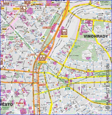 mapa de Praga no idioma checo