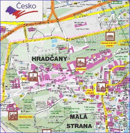 carte de Prague dans la langue tcheque