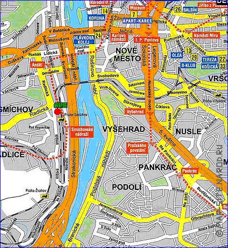 carte de Prague en anglais