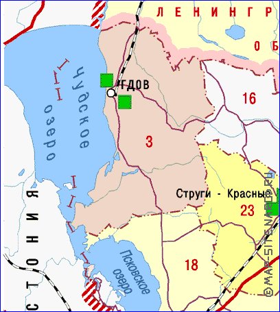 Administrativa mapa de Oblast de Pskov