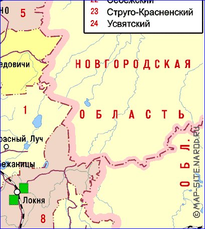 Administrativa mapa de Oblast de Pskov