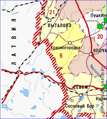 Administratives carte de Oblast de Pskov