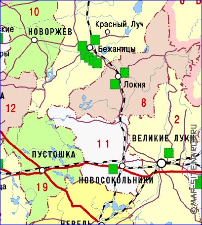 Administrativa mapa de Oblast de Pskov