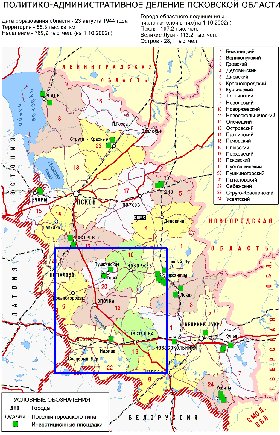 Administrativa mapa de Oblast de Pskov